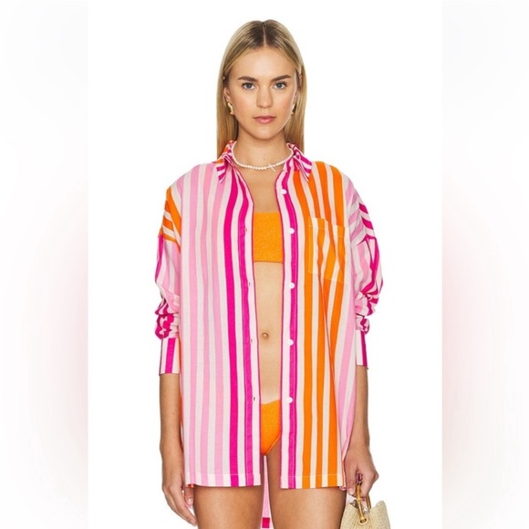 Beach Riot Alexa Cover Up Top Size L/XL in Sunset Stripe - Picture 3 of 9